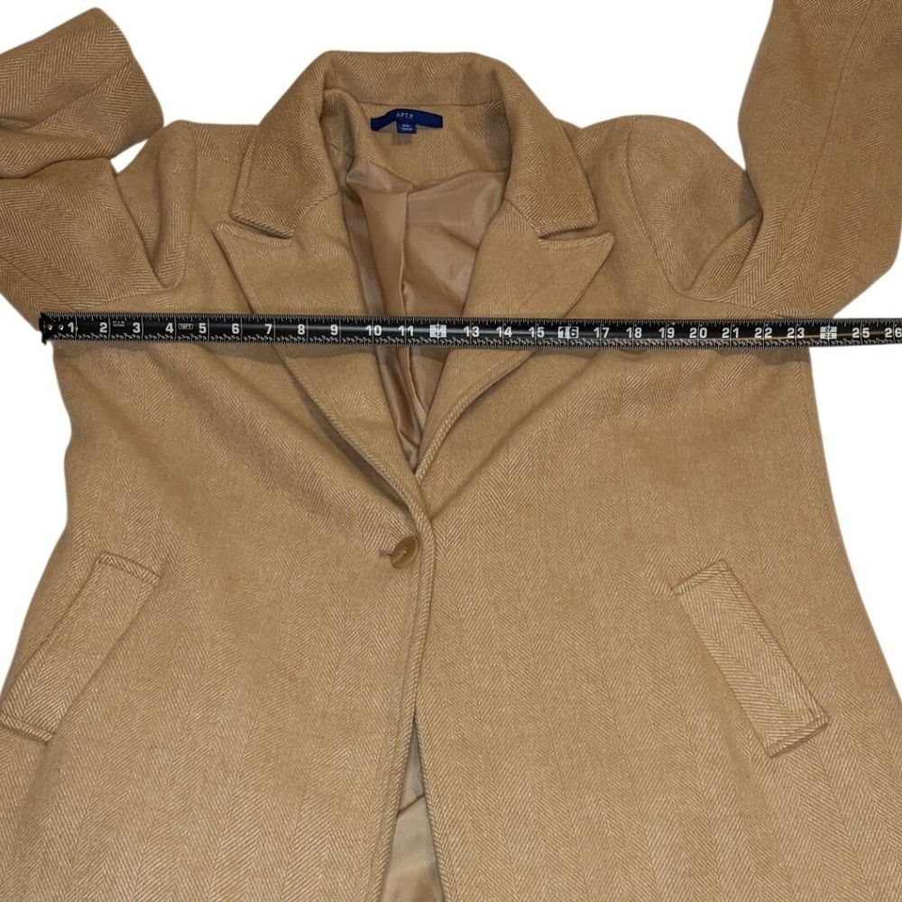 Apt. 9 Women XXL Tan Herringbone Single Breasted Overcoat Jacket Tan - Picture 6 of 8